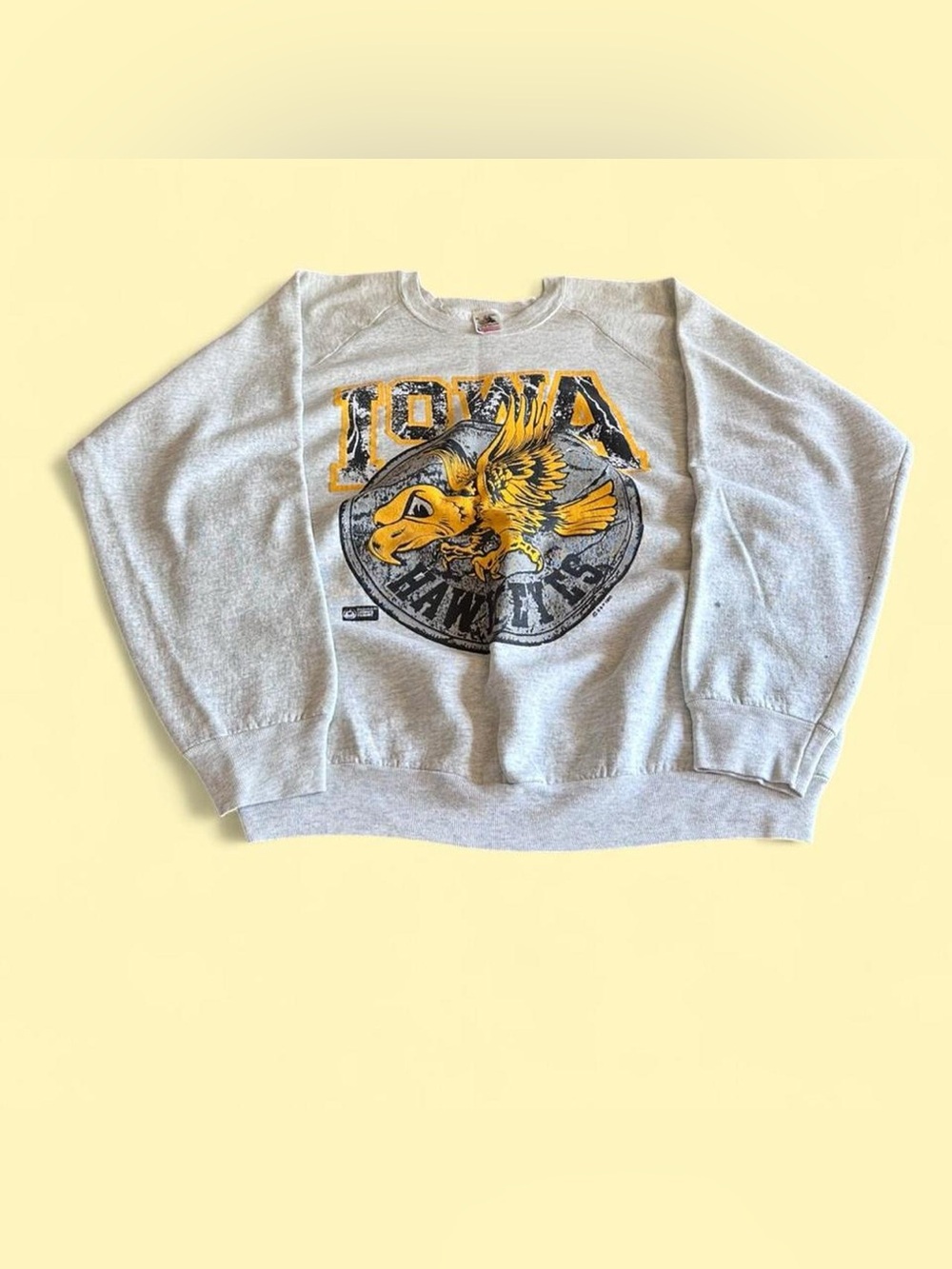 Vintage Iowa Hawkeyes Sweatshirt Gray Distressed XL Made In USA